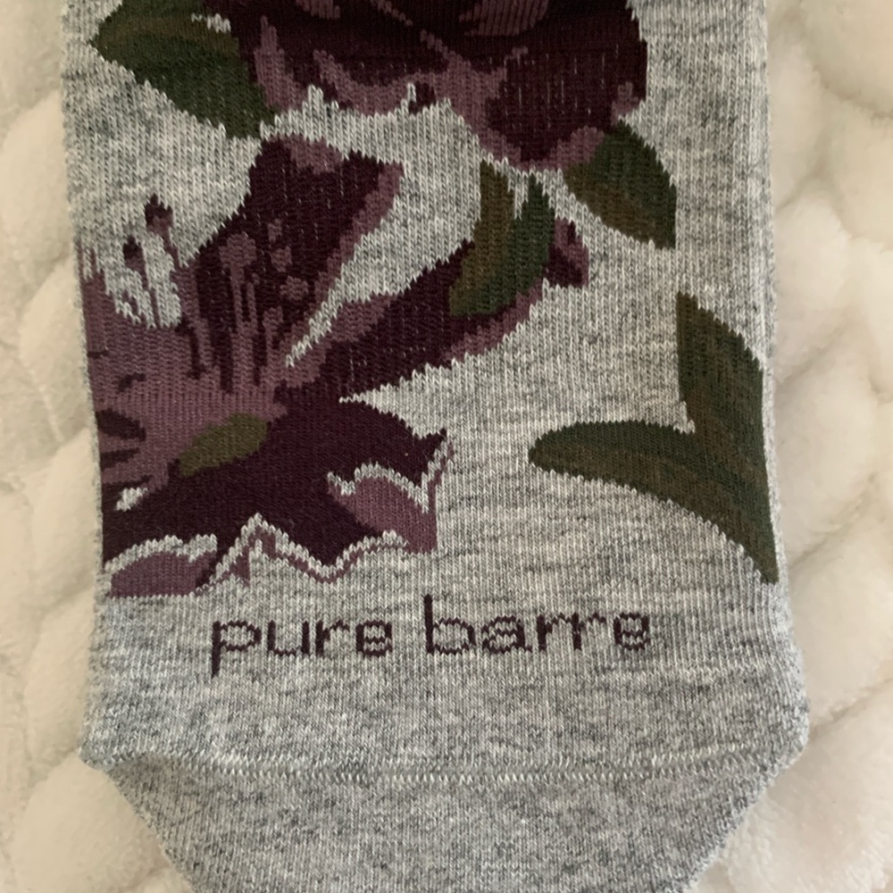 Pure Barre Gray and Purple Floral Grip Socks - Picture 3 of 4